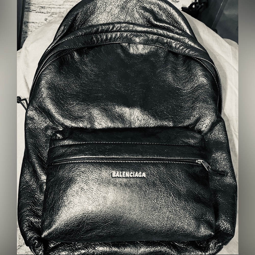 Balenciaga black leather backpack